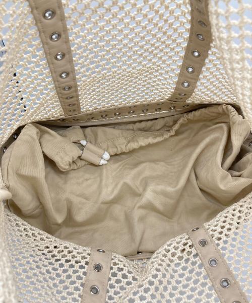 vanessabruno（ヴァネッサブリューノ）vanessabruno (ヴァネッサブリューノ) メッシュレザーパンチングトートバッグ ベージュの古着・服飾アイテム