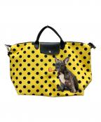 Toiletpaper×LONGCHAMPToiletpaper×ロンシャン）の古着「トラベルバッグ S」｜イエロー×ブラック