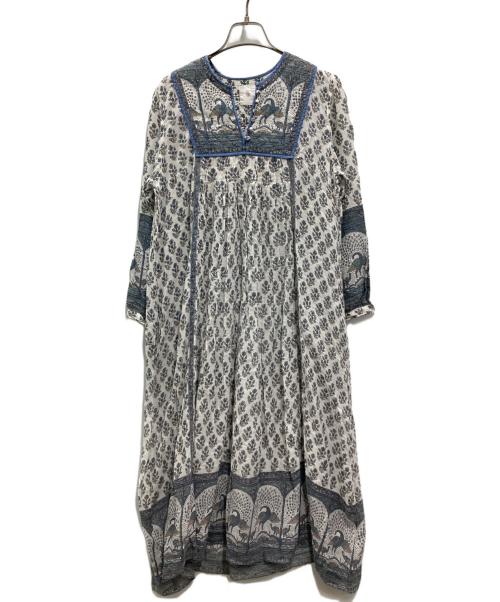 maison de soil（メゾンドソイル）maison de soil (メゾンドソイル) 総柄ワンピース ブルー サイズ:表記無の古着・服飾アイテム