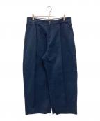 STUDIO NICHOLSONスタジオ ニコルソン）の古着「SORTE PEACHED COTTON TWILL VOLUME PLEAT PANTS」｜ネイビー