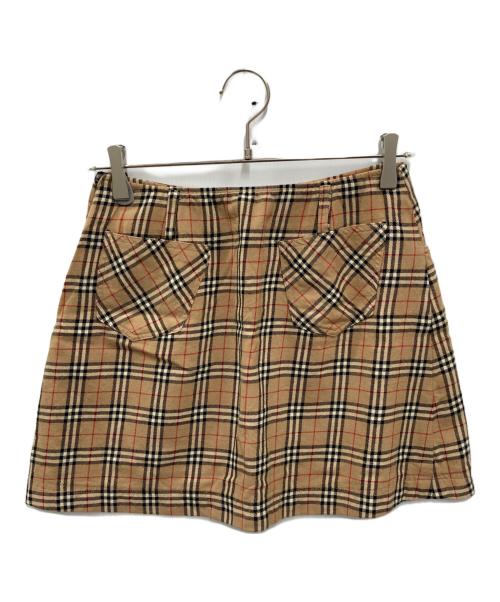 BURBERRY BLUE LABEL（バーバリーロンドンブルーレーベル）BURBERRY BLUE LABEL (バーバリーロンドンブルーレーベル) ノバチェック台形ミニスカート ブラウン サイズ:38の古着・服飾アイテム