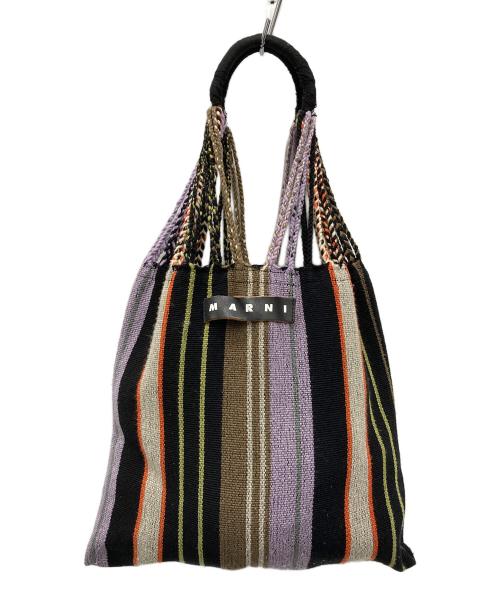 MARNI FLOWER CAFE（マルニフラワーカフェ）MARNI FLOWER CAFE (マルニフラワーカフェ) ハンモックバッグ ブラック×パープルの古着・服飾アイテム