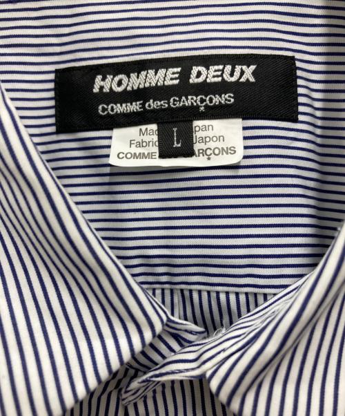 COMME des GARCONS HOMME DEUX（コムデギャルソン オム ドゥ）COMME des GARCONS HOMME DEUX (コムデギャルソン オム ドゥ) 長袖ストライプシャツ ホワイト×ネイビー サイズ:Lの古着・服飾アイテム