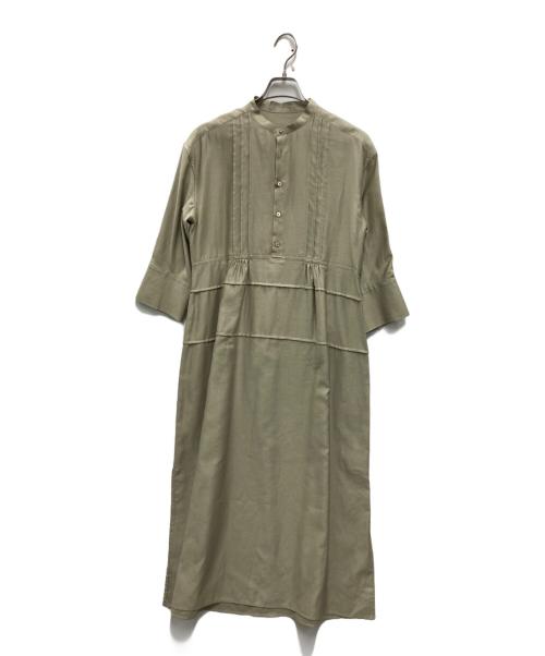 MACPHEE（マカフィー）MACPHEE (マカフィー) スーパーライトモールスキン ピンタックワンピース ベージュ サイズ:36の古着・服飾アイテム