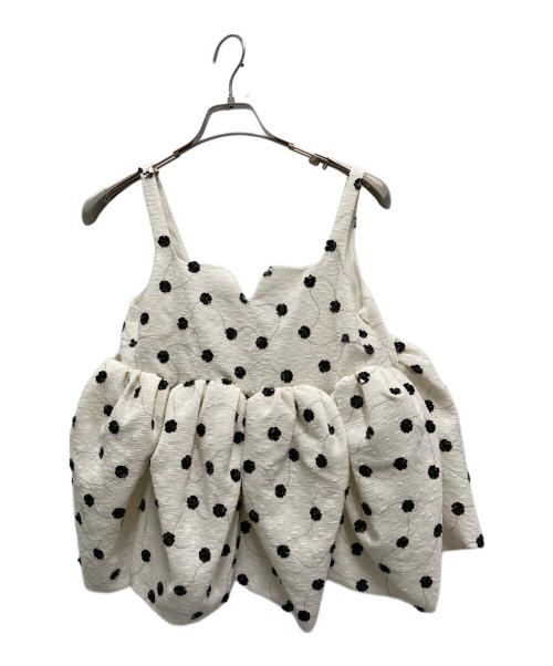 Bibiy.（ビビィ）Bibiy. (ビビィ) BIANCA BLOSSOM TOP ホワイト×ブラック サイズ:F 未使用品の古着・服飾アイテム