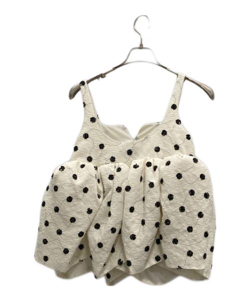 Bibiy.（ビビィ）Bibiy. (ビビィ) BIANCA BLOSSOM TOP ホワイト×ブラック サイズ:F 未使用品の古着・服飾アイテム