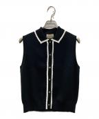UNITED ARROWSユナイテッドアローズ）の古着「スカラップ レース ニットベスト」｜ブラック