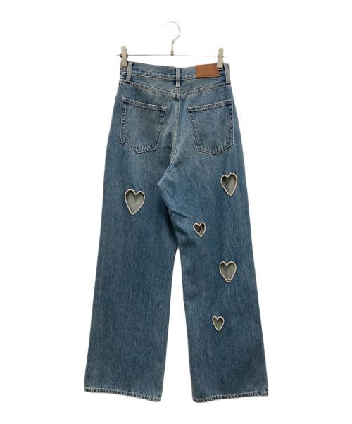 EVRIS（エヴリス）EVRIS (エヴリス) ハートカッティングワイドデニムパンツ インディゴ サイズ:Mの古着・服飾アイテム
