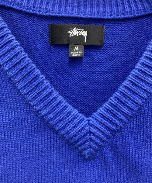 stussy（ステューシー）stussy (ステューシー) SMOOTH STOCK KNIT VEST ブルー サイズ:Mの古着・服飾アイテム
