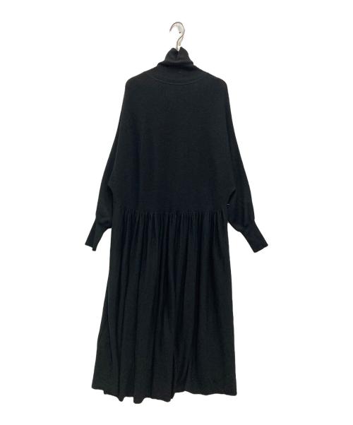 Curensology（カレンソロジー）Curensology (カレンソロジー) ウールハイネックギャザーワンピース ブラック サイズ:FREEの古着・服飾アイテム