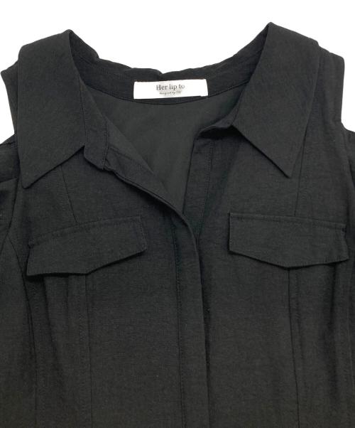HER LIP TO（ハーリップトゥ）Her lip to (ハーリップトゥ) Open Shoulder Tuck Shirt Dress ブラック サイズ:S 未使用品の古着・服飾アイテム