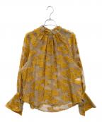 CLANEクラネ）の古着「フローフラワージャガードトップス」｜イエロー