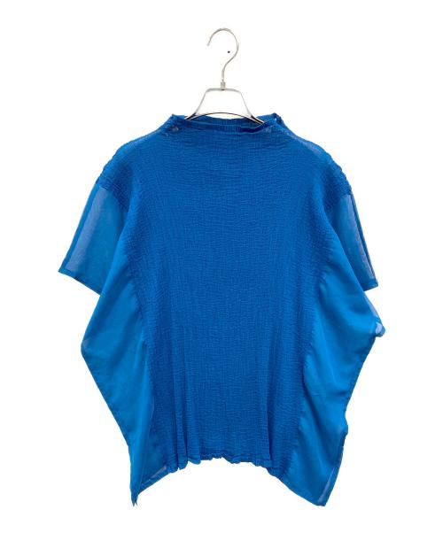 me ISSEY MIYAKE（ミーイッセイ ミヤケ）me ISSEY MIYAKE (ミーイッセイ ミヤケ) サイドシアープリーツハイネックトップ ブルー サイズ:FREEの古着・服飾アイテム