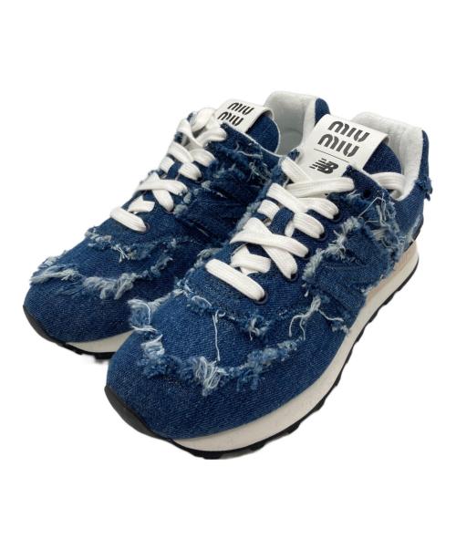 NEW BALANCE（ニューバランス）NEW BALANCE (ニューバランス) MIU MIU (ミュウミュウ) 574 デニムスニーカー インディゴ サイズ:37 1/2の古着・服飾アイテム