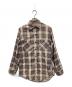 penneys（ペニーズ）の古着「ヴィンテージプリントチェックネルシャツ」｜アイボリー×パープル