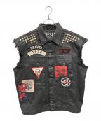 DIESELディーゼル）の古着「PS-D-VINNY スタッズベスト」｜ブラック
