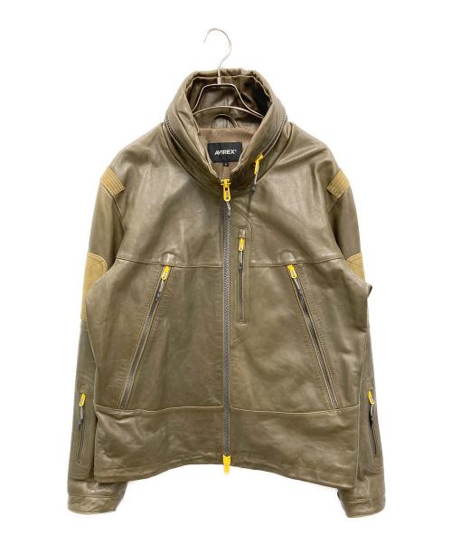 AVIREX（アヴィレックス）AVIREX (アヴィレックス) タクティカルレザージャケット オリーブ サイズ:Lの古着・服飾アイテム