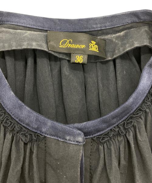 DRAWER（ドゥロワー）Drawer (ドゥロワー) コットンギャザーワンピース ブラック サイズ:36の古着・服飾アイテム