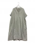 ne quittez pasヌキテパ）の古着「Poplin Stripe Big Shirts Dress」｜グリーン