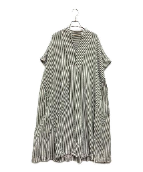 ne quittez pas（ヌキテパ）ne quittez pas (ヌキテパ) Poplin Stripe Big Shirts Dress グリーン サイズ:FREEの古着・服飾アイテム