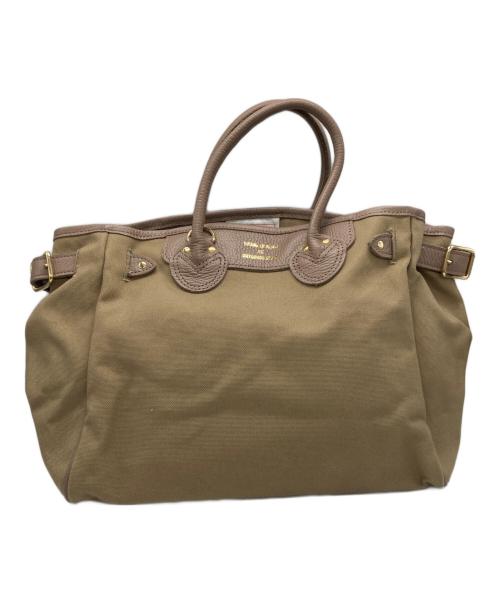 YOUNG & OLSEN The DRYGOODS STORE（ヤングアンドオルセン ザ ドライグッズストア）YOUNG & OLSEN The DRYGOODS STORE green label relaxing (グリーンレーベルリラクシング) 別注 BELTED CVS トートバッグ ブラウンの古着・服飾アイテム