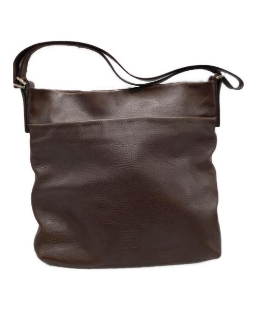 HIROFU（ヒロフ）HIROFU (ヒロフ) Hロゴ シュリンクレザー ワンショルダーバッグ ブラウンの古着・服飾アイテム