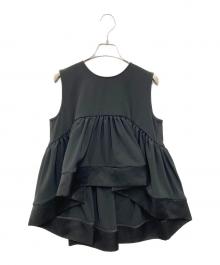 TWILL（ツイル）の古着「ラウンドペプラムボリュームブラウス」｜ブラック