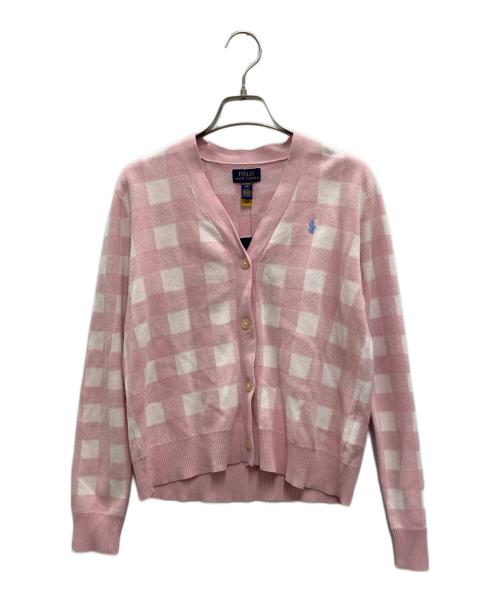POLO RALPH LAUREN（ポロ・ラルフローレン）POLO RALPH LAUREN (ポロ・ラルフローレン) コットンチェックカーディガン ピンク×ホワイト サイズ:Sの古着・服飾アイテム