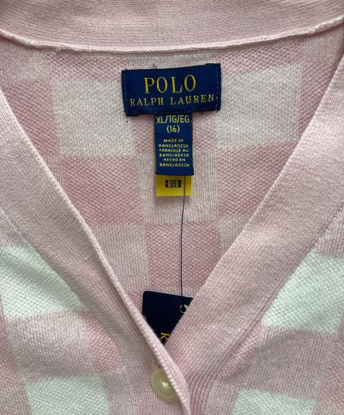 POLO RALPH LAUREN（ポロ・ラルフローレン）POLO RALPH LAUREN (ポロ・ラルフローレン) コットンチェックカーディガン ピンク×ホワイト サイズ:Sの古着・服飾アイテム