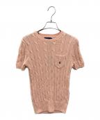 POLO RALPH LAURENポロ・ラルフローレン）の古着「半袖ケーブルニット」｜ピンク