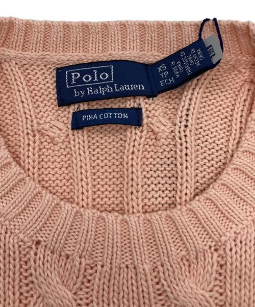 POLO RALPH LAUREN（ポロ・ラルフローレン）POLO RALPH LAUREN (ポロ・ラルフローレン) 半袖ケーブルニット ピンク サイズ:XS 未使用品の古着・服飾アイテム
