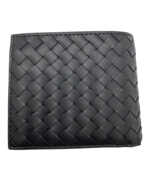 BOTTEGA VENETA（ボッテガベネタ）BOTTEGA VENETA (ボッテガベネタ) イントレチャート ピッコロ コインパース付き 二つ折りウォレット ブラックの古着・服飾アイテム