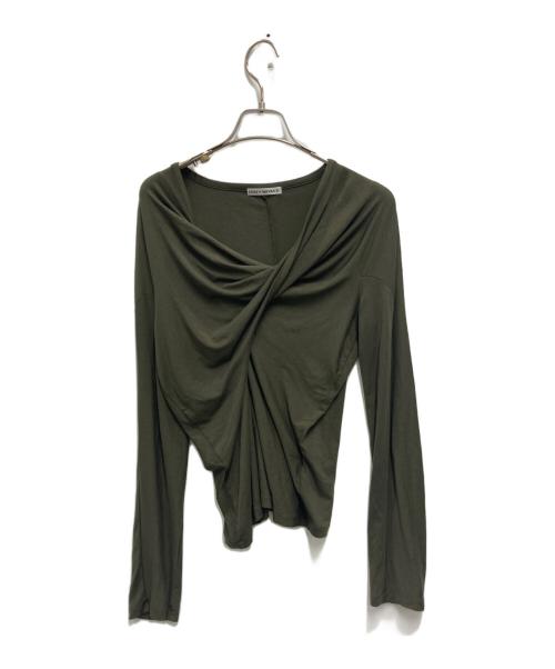 ISSEY MIYAKE（イッセイミヤケ）ISSEY MIYAKE (イッセイミヤケ) カシュクールカットソー オリーブ サイズ:3の古着・服飾アイテム