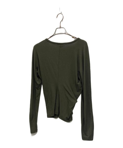 ISSEY MIYAKE（イッセイミヤケ）ISSEY MIYAKE (イッセイミヤケ) カシュクールカットソー オリーブ サイズ:3の古着・服飾アイテム