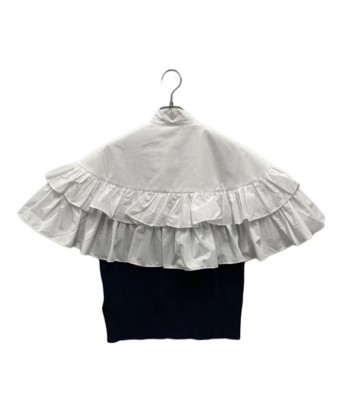 Bibiy.（ビビィ）Bibiy. (ビビィ) RUE FRILL KNIT ホワイト×ネイビー サイズ:FREE 未使用品の古着・服飾アイテム