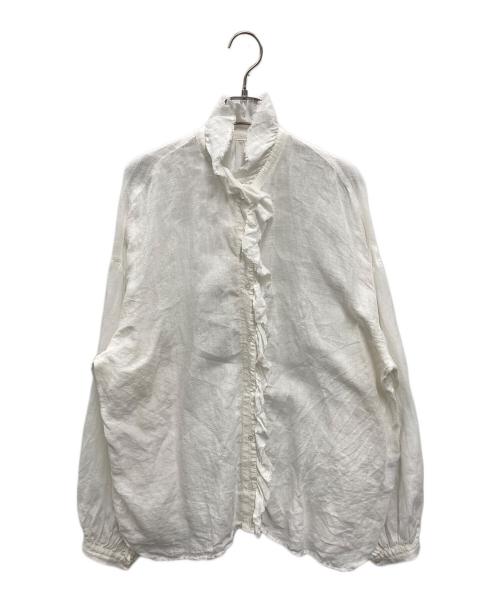 journal standard luxe（ジャーナルスタンダード ラックス）JOURNAL STANDARD LUXE (ジャーナルスタンダード ラックス) リネンワッシャー フリルブラウス ホワイト サイズ:FREEの古着・服飾アイテム