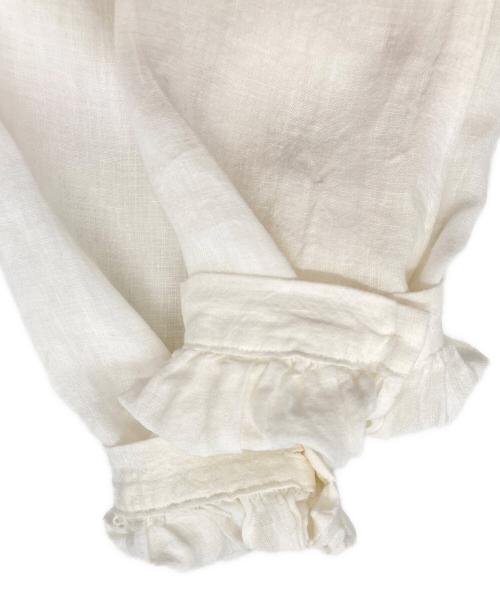 journal standard luxe（ジャーナルスタンダード ラックス）JOURNAL STANDARD LUXE (ジャーナルスタンダード ラックス) リネンワッシャー フリルブラウス ホワイト サイズ:FREEの古着・服飾アイテム