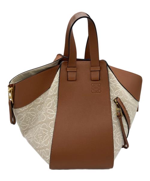 LOEWE（ロエベ）LOEWE (ロエベ) リピート アナグラム ハンモック スモール ブラウン×ベージュの古着・服飾アイテム