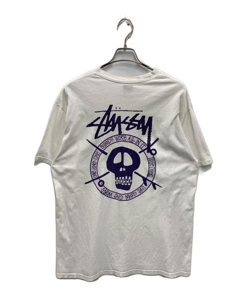 stussy（ステューシー）stussy (ステューシー) スカルププリントTシャツ ホワイト サイズ:Lの古着・服飾アイテム
