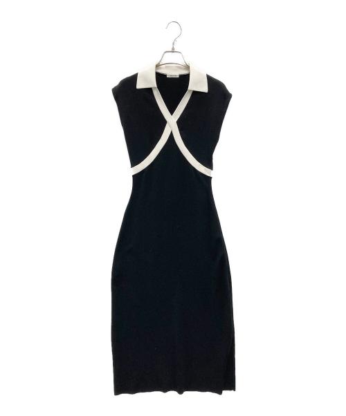 FRAY ID（フレイ アイディー）FRAY ID (フレイ アイディー) バイカラースキッパーポロニットワンピース ブラック サイズ:Sの古着・服飾アイテム