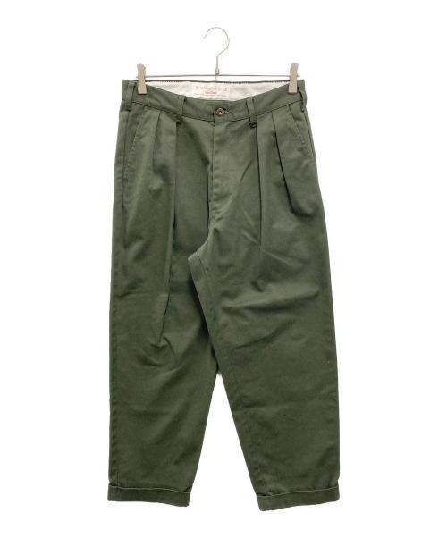 UNIVERSAL OVERALL（ユニバーサルオーバーオール）UNIVERSAL OVERALL (ユニバーサルオーバーオール) JOURNAL STANDARD relume (ジャーナルスタンダード レリューム) ヘリテージライン 別注 2タックトラウザー グリーン サイズ:Mの古着・服飾アイテム