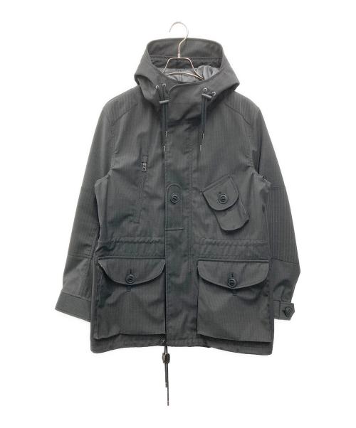 JUNYA WATANABE MAN（ジュンヤワタナベマン）JUNYA WATANABE MAN (ジュンヤワタナベマン) ウールエステルストライプミリタリーパーカー ブラック サイズ:Sの古着・服飾アイテム