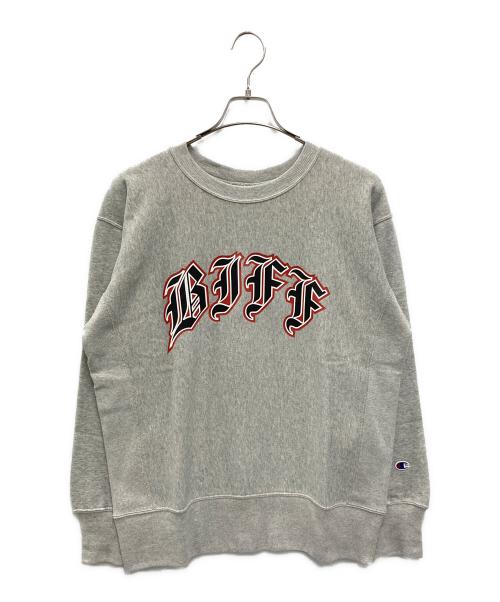 Champion REVERSE WEAVE（チャンピオン リバース ウィーブ）Champion REVERSE WEAVE (チャンピオン リバース ウィーブ) コラボプリントスウェット グレー サイズ:L 未使用品の古着・服飾アイテム