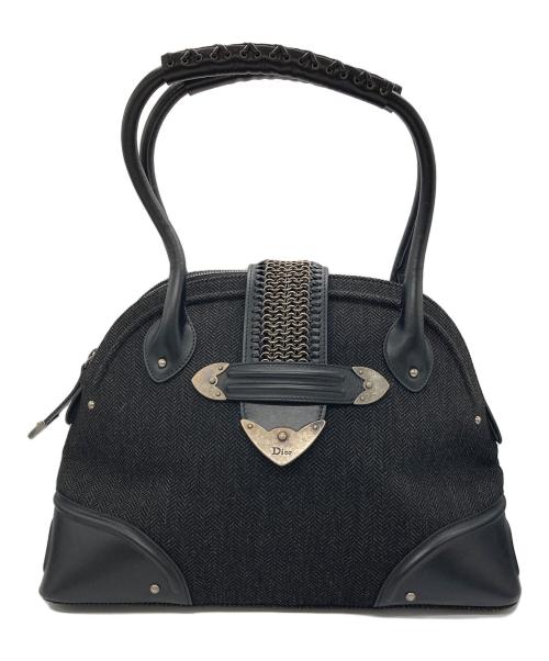 Christian Dior（クリスチャン ディオール）Christian Dior (クリスチャン ディオール) チェーンフラップヘリンボーントートバッグ ブラックの古着・服飾アイテム