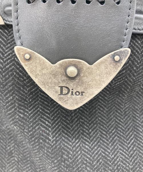 Christian Dior（クリスチャン ディオール）Christian Dior (クリスチャン ディオール) チェーンフラップヘリンボーントートバッグ ブラックの古着・服飾アイテム