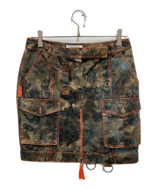 Christian Dior（クリスチャン ディオール）Christian Dior (クリスチャン ディオール) カモフラージュ柄タイトスカート カーキ サイズ:36の古着・服飾アイテム
