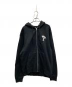 stussyステューシー）の古着「WORLD TOUR ZIP HOOD」｜ブラック