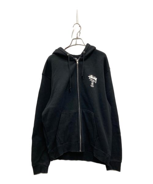 stussy（ステューシー）stussy (ステューシー) WORLD TOUR ZIP HOOD ブラック サイズ:Lの古着・服飾アイテム