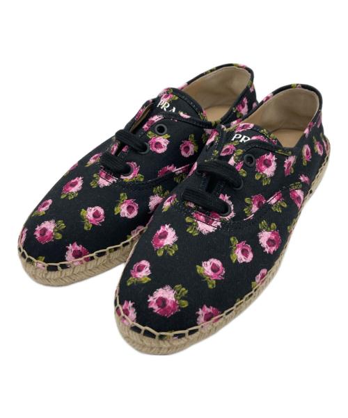 PRADA（プラダ）PRADA (プラダ) ギャバジン レースアップシューズ ブラック サイズ:37　1/2の古着・服飾アイテム