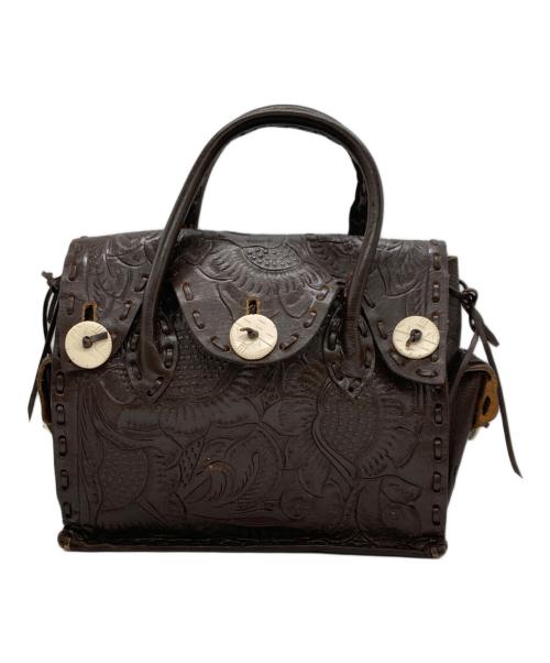 Carving Tribes（カービングトライブス）CARVING TRIBES (カービングトライブス) レザーハンドバッグ ブラウンの古着・服飾アイテム